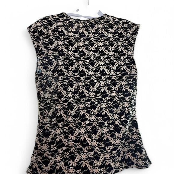 Vintage 90s Y2K style Romantic Gothic Brocade Lace Blouse - Black Gold | Size S - Picture 7 of 8